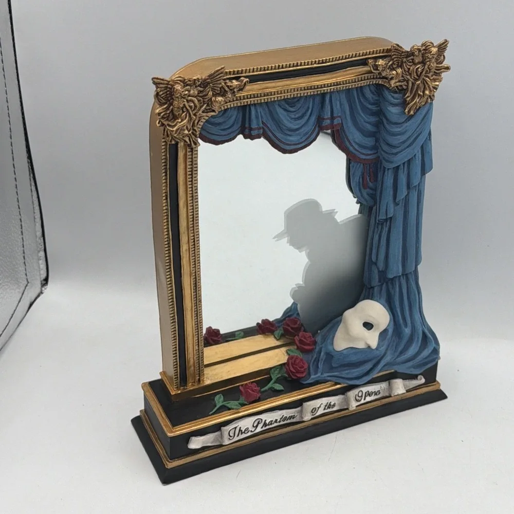 Mirror Silhouette Figure Music Box The Phantom of the Opera Vintage